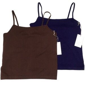 2- A New Day Womens L 1- Navy Blue 1- Oxford Brown Cami Tank Top w/ Shelf Bra